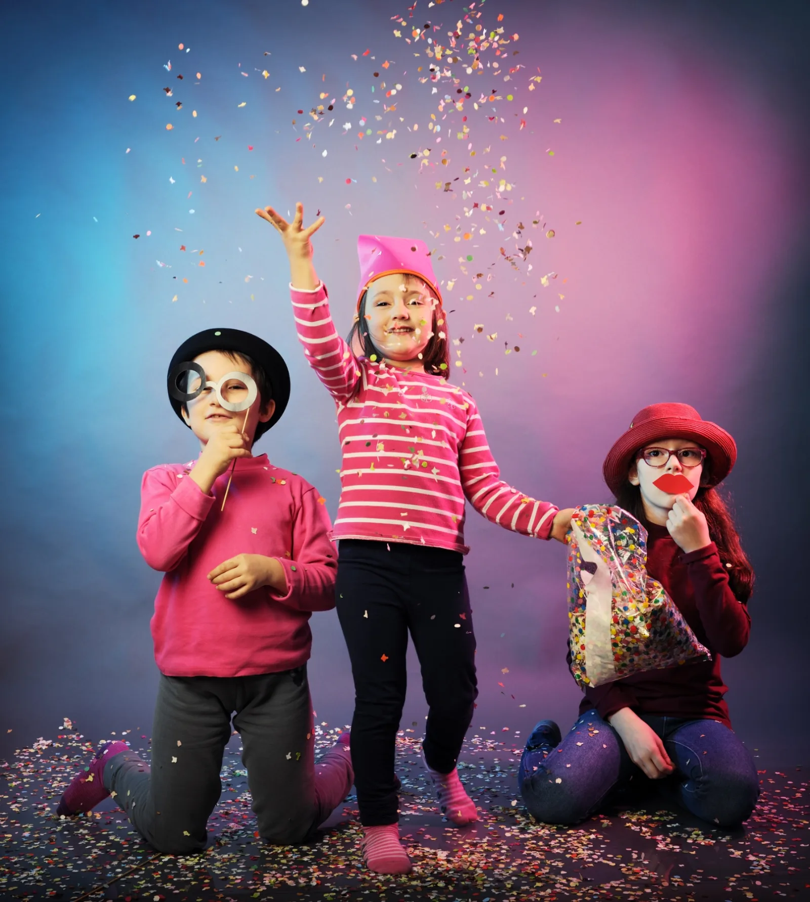 Kids Celebrating A Birthday With Confetti And Mask 2026 01 06 09 52 33 Utc